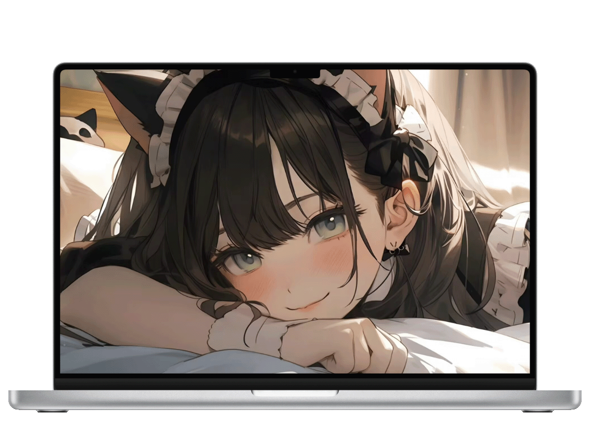 4K动态壁纸-猫耳女仆，甜美微笑，趴下姿态尽显娇媚。