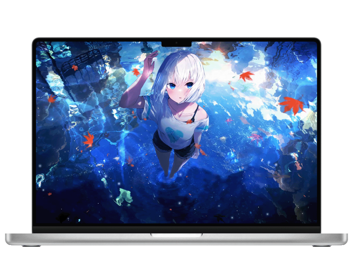 梦幻之境-蓝眸少女水面涟漪动态壁纸