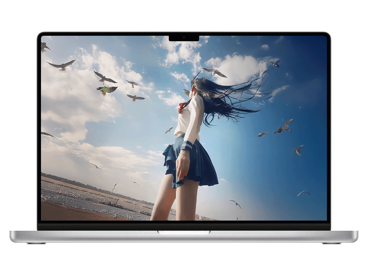 晴空下的律动-水手服少女与翱翔飞鸟