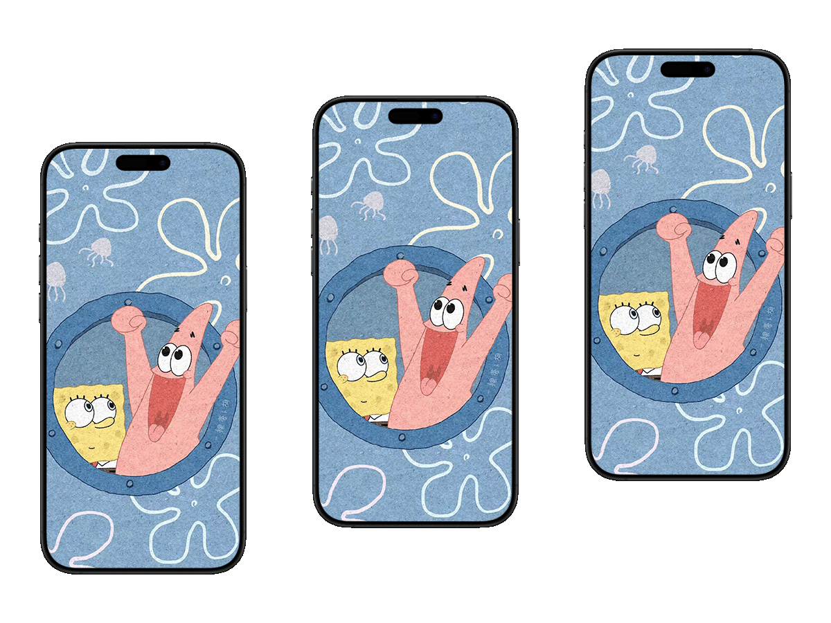 舷窗惊喜-海绵宝宝与派大星的欢乐打卡 手机壁纸