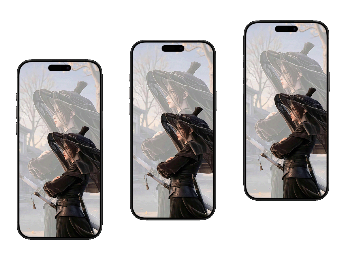 剑来 宁姚斗笠双刀，在江湖剪影里重叠 手机壁纸