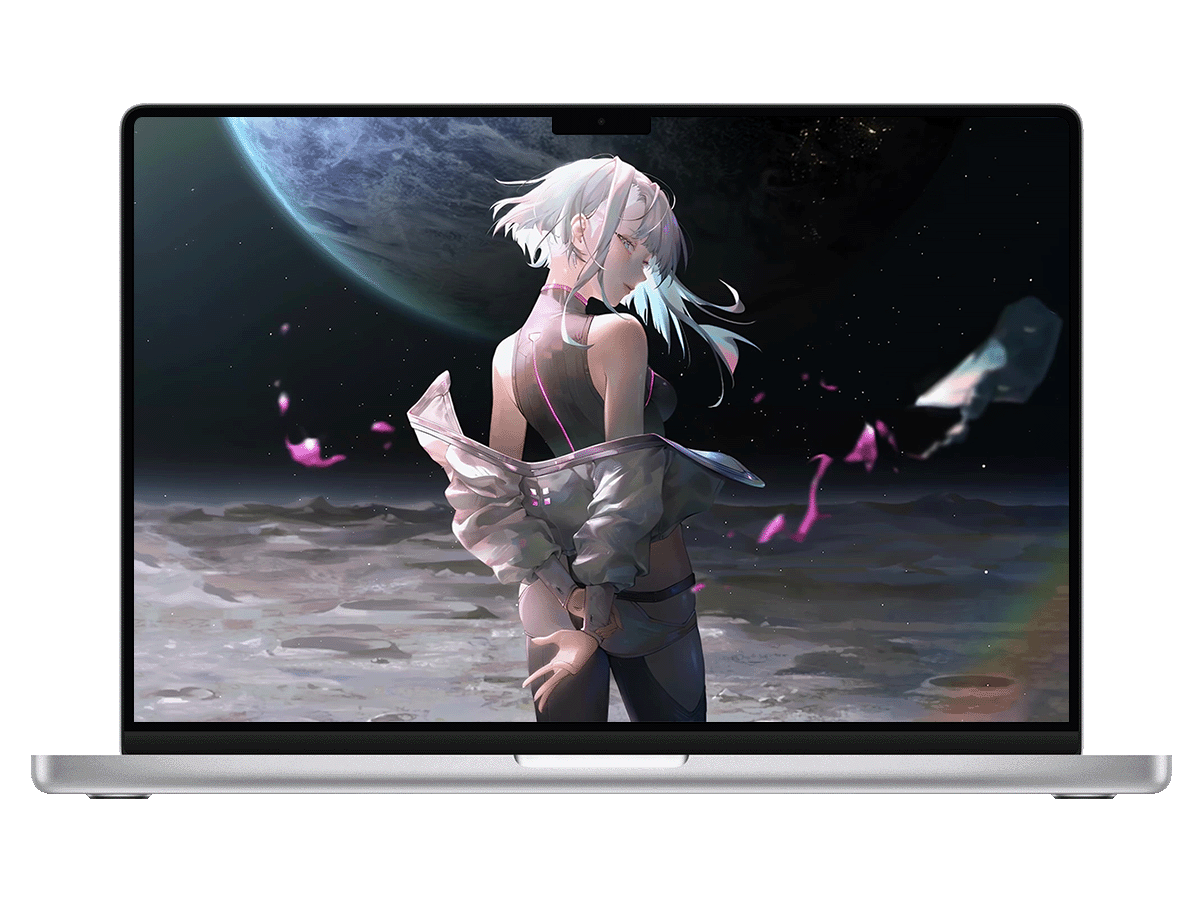 月球尘埃里，露西的赛博梦与荧光碎片 电脑动态壁纸