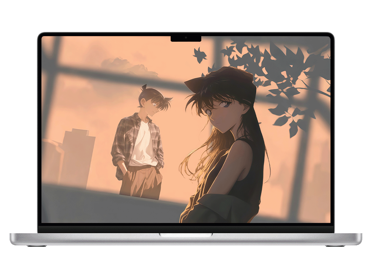 《名侦探柯南》- 工藤新一与毛利兰，黄昏氛围感拉满 电脑壁纸