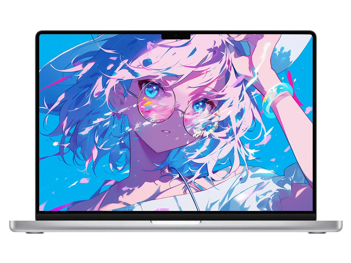 粉蓝交织，眼镜折射的梦幻光斑 电脑壁纸