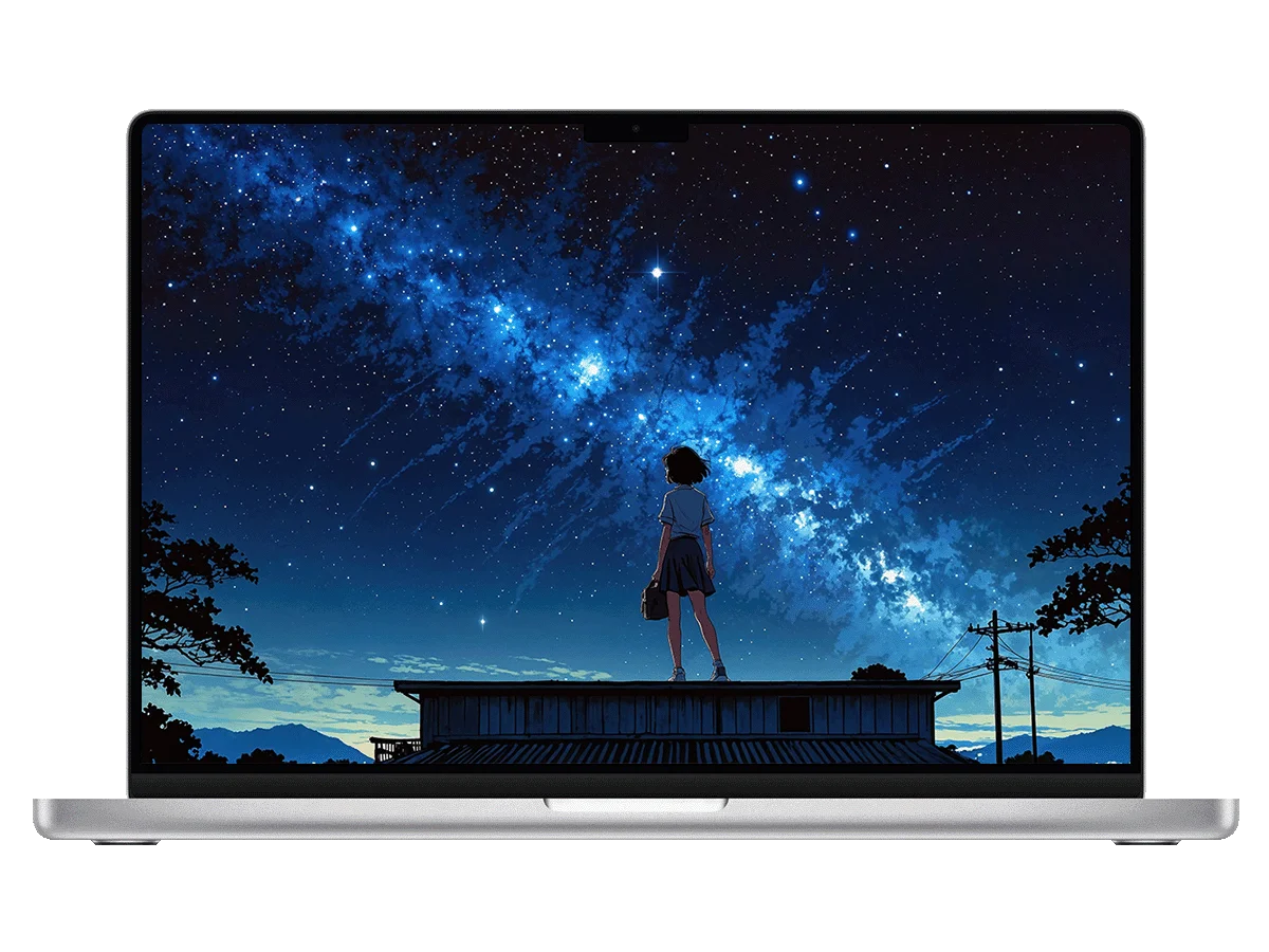 屋顶之上，少女与星空的约定 电脑壁纸