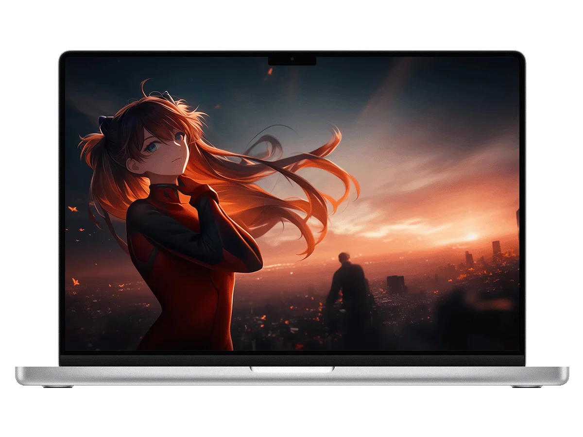 《新世纪福音战士》明日香-于城市黄昏中,展飒爽风姿 电脑壁纸