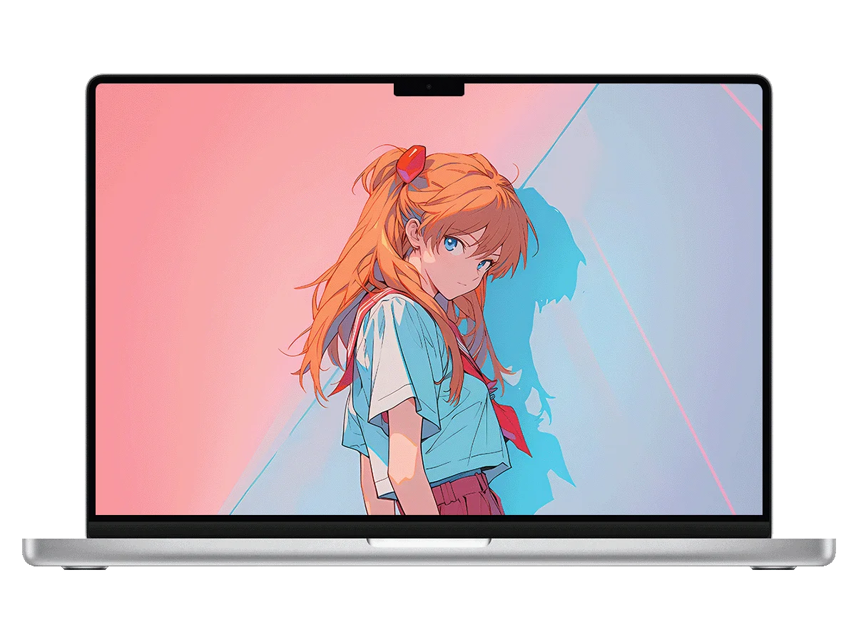 新世纪福音战士 明日香 立于粉蓝渐变背景前,侧颜尽显清冷与灵动 电脑壁纸